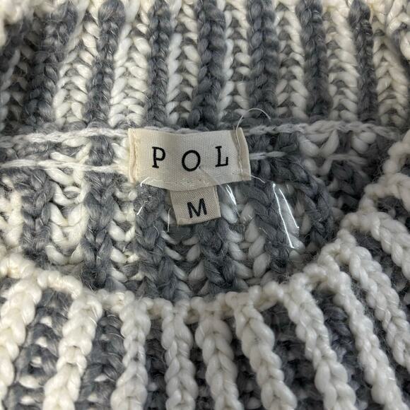 POL Women's Medium Mock Neck Two Tone Handmade Cozy Relaxed Fit Knit Sweater - Picture 3 of 10